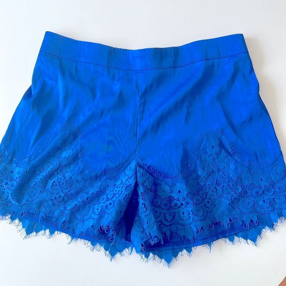JCL Royal Blue Silky Lace Trim Shorts Pajama Set Sz M/L - Picture 7 of 12